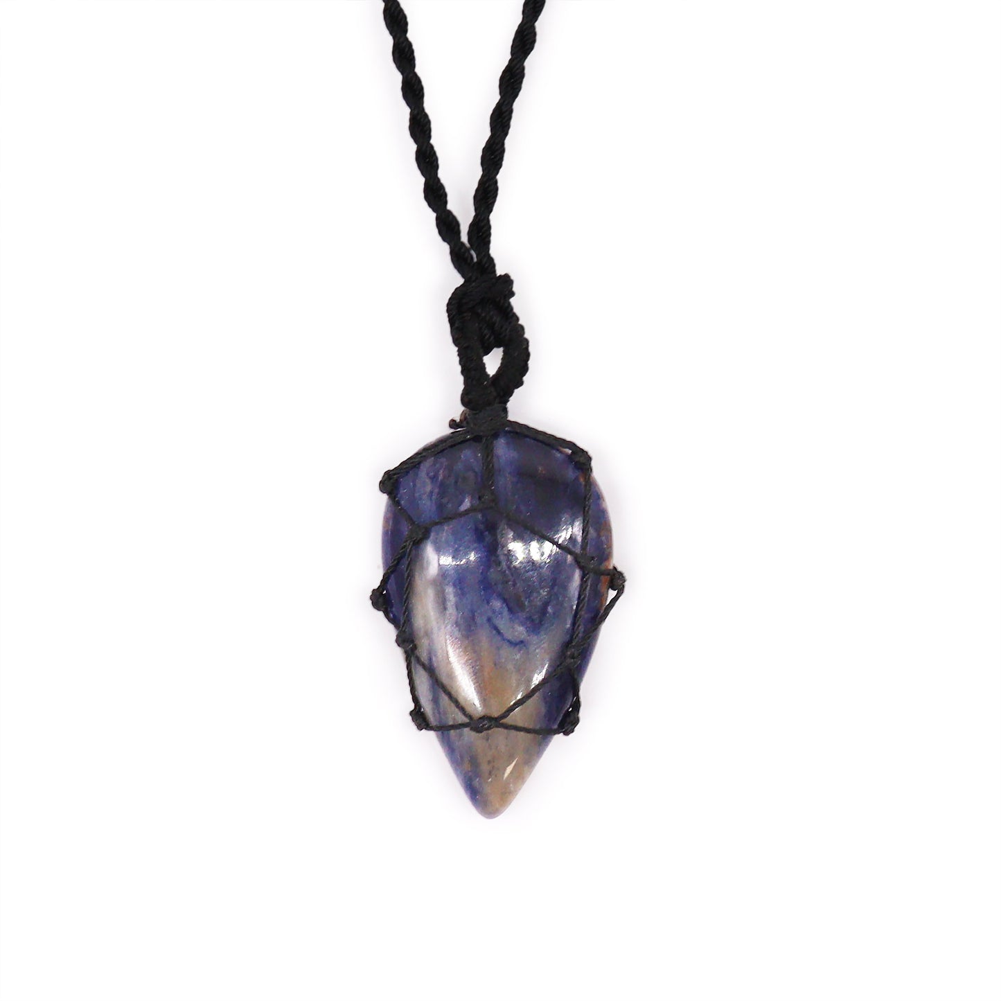 Laced Gemstone Teardrop Pendant; Sodalite