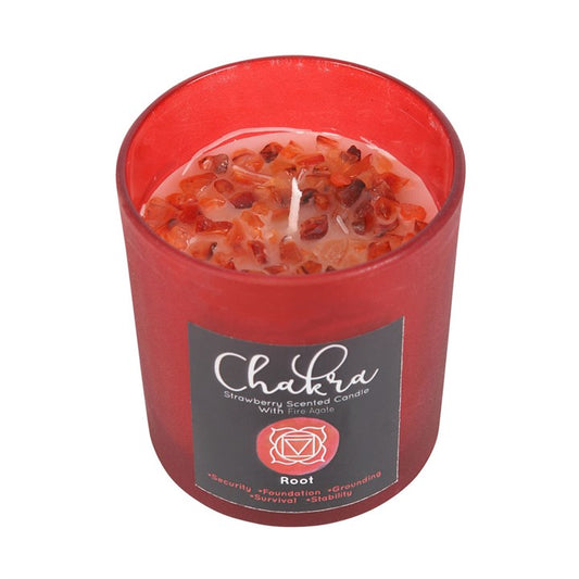Strawberry Root Chakra Crystal Chip Candle