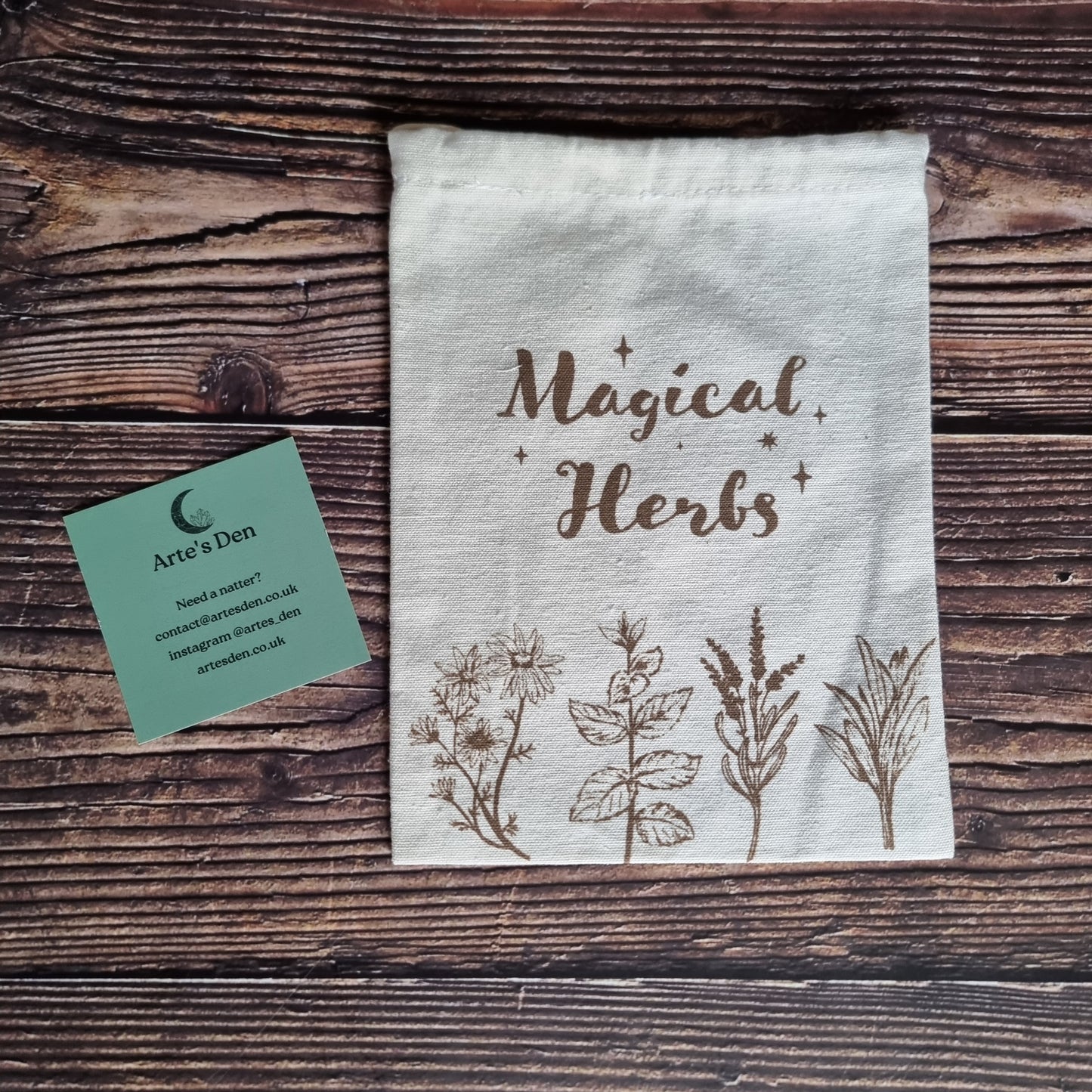 Magical Herbs Drawstring Cotton Bag