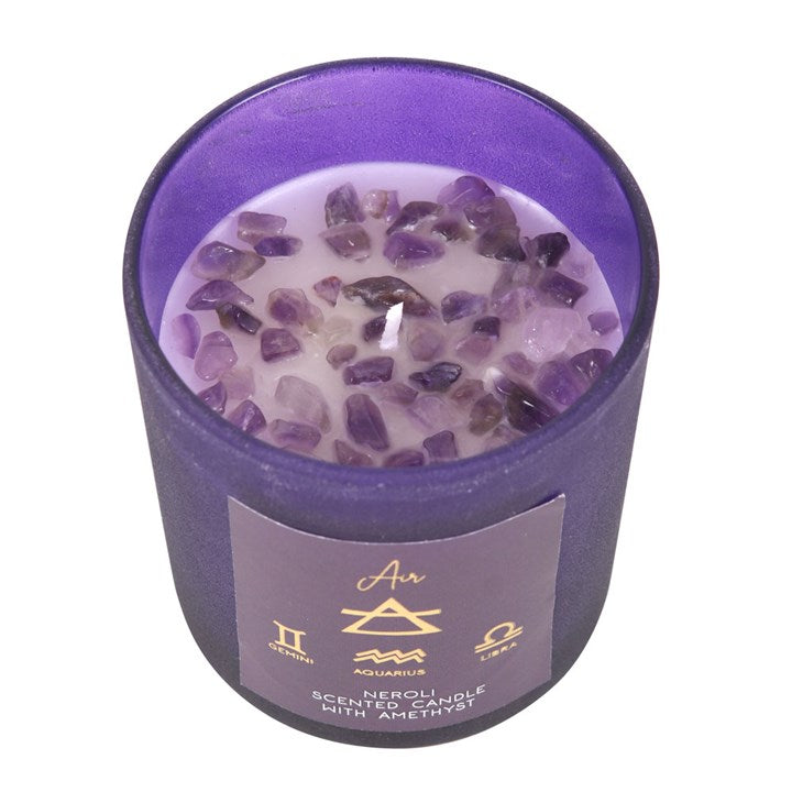 Air Element Neroli and Amethyst Crystal Chip Candle