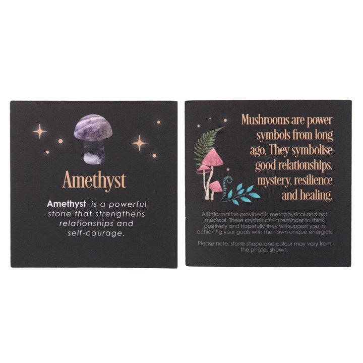 An Amethyst crystal information card