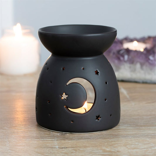 Black Ceramic Moon Cut-Out Oil/Wax Burner