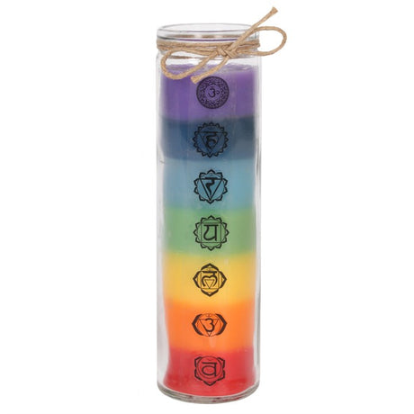 Colourful tube candle with chakra decal