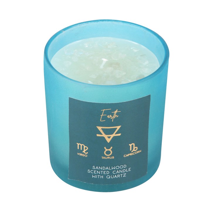 Earth Element Sandalwood Clear Quartz Crystal Chip Candle