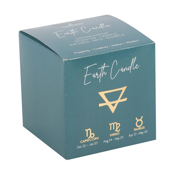 Earth Element Sandalwood Clear Quartz Crystal Chip Candle