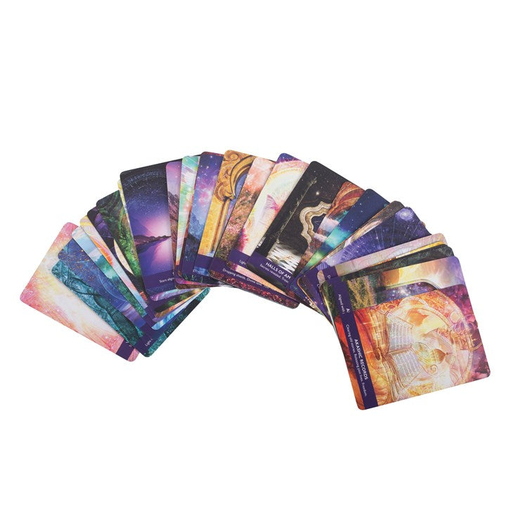A spread out colourful oracle deck 