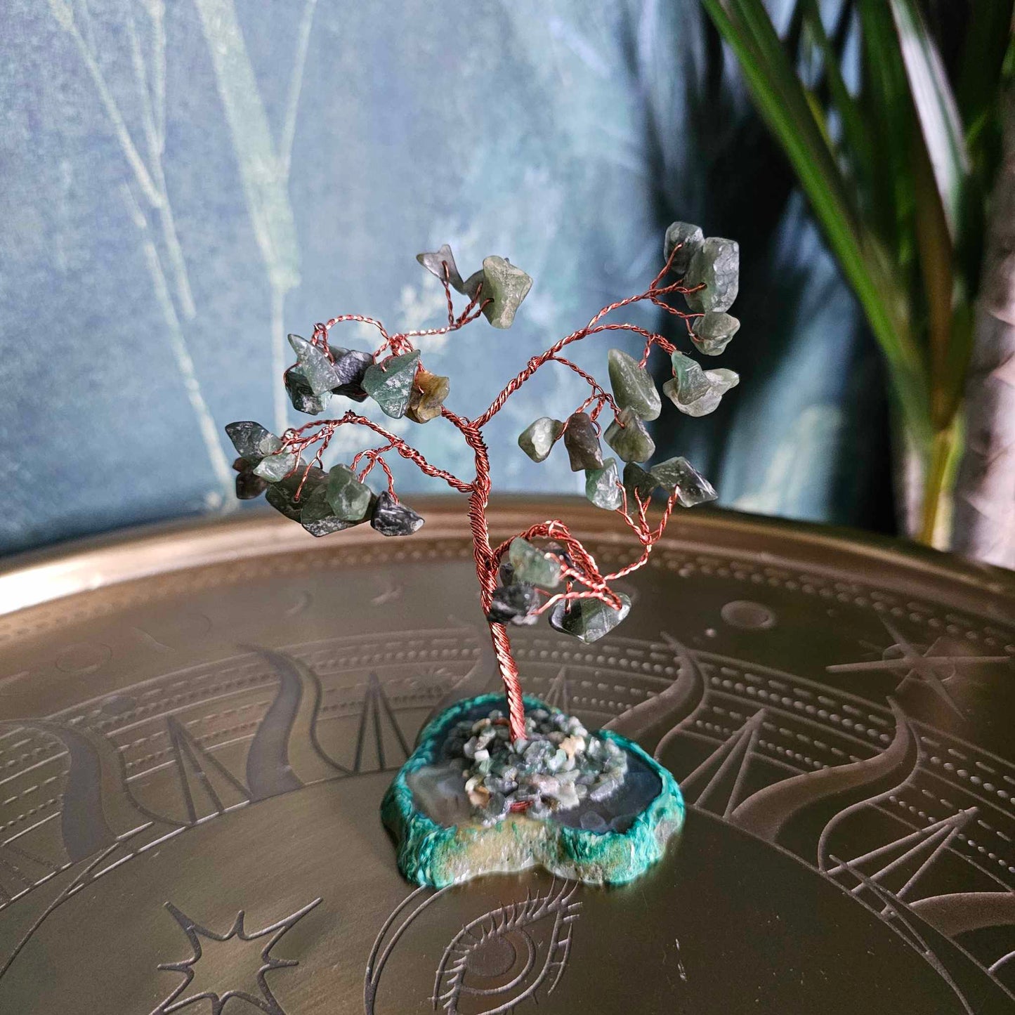 Green Aventurine Chip Tree on an Agate Base