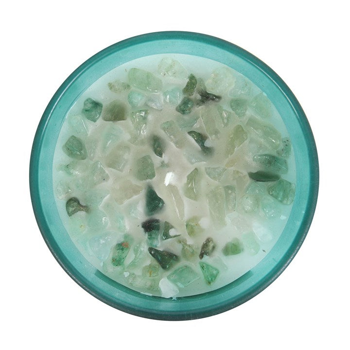 Mint Heart Chakra Crystal Chip Candle