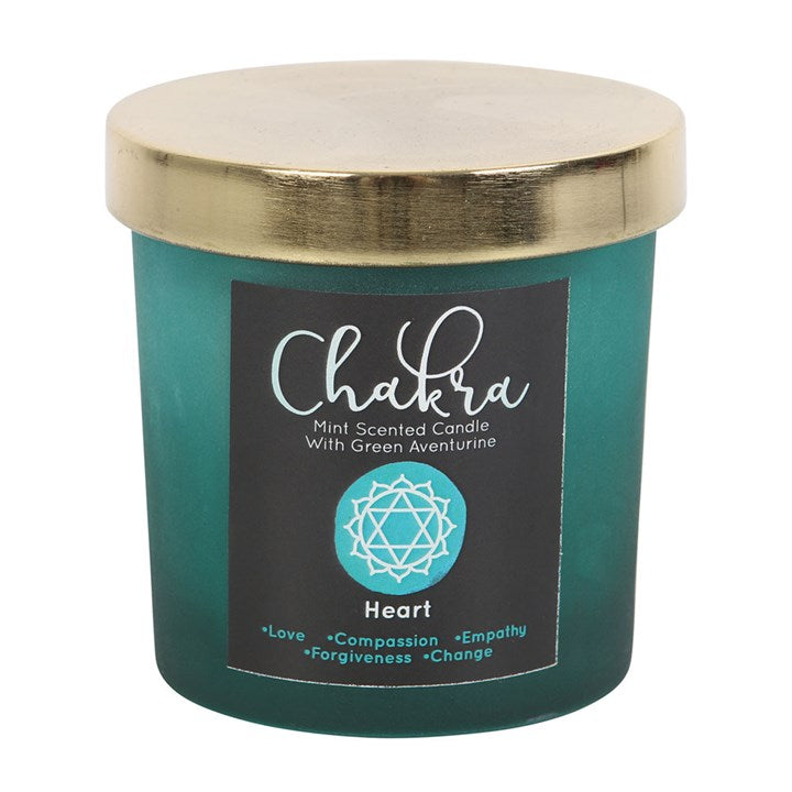 Mint Heart Chakra Crystal Chip Candle