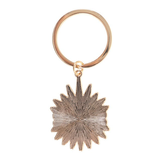 A golden coloured key ring