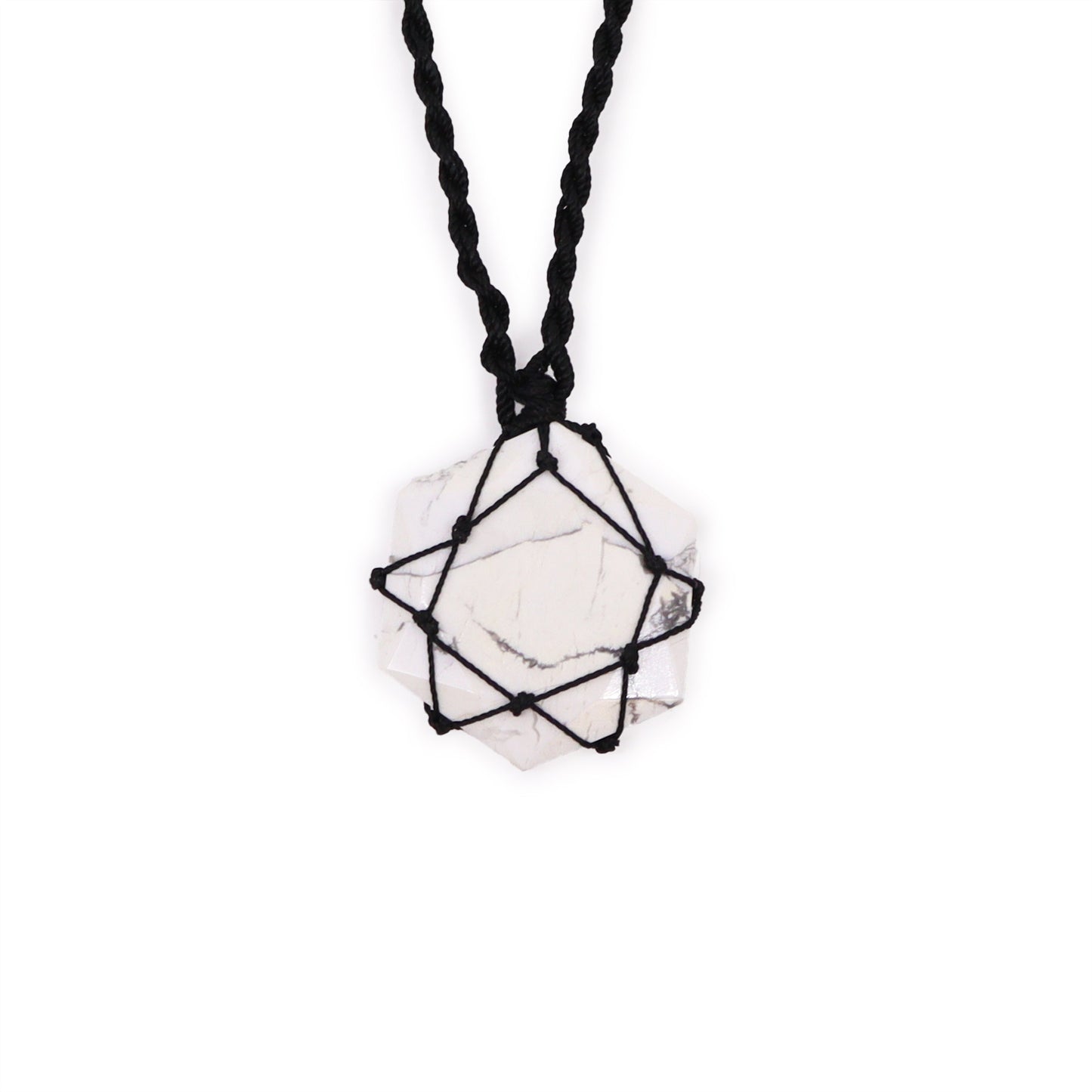 Laced Gemstone Hexagon Pendant - Howlite