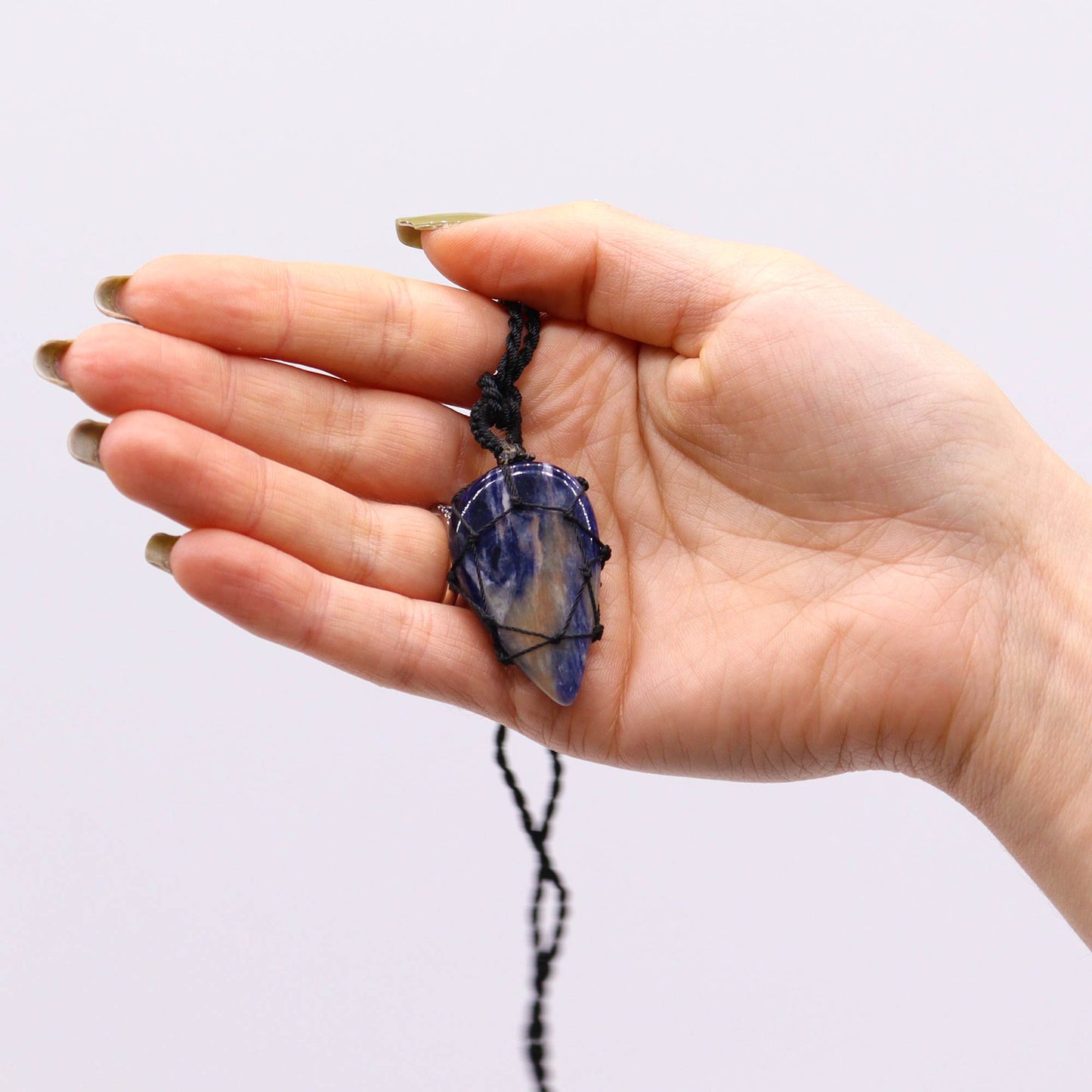 Laced Gemstone Teardrop Pendant; Sodalite