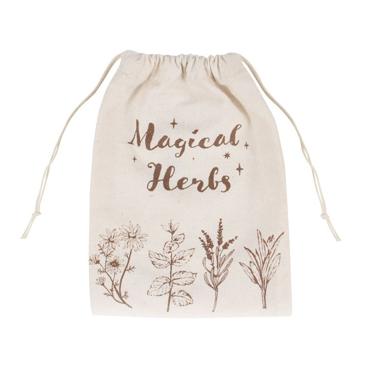 A pale "Magical Herbs" bag with some herb graphics 