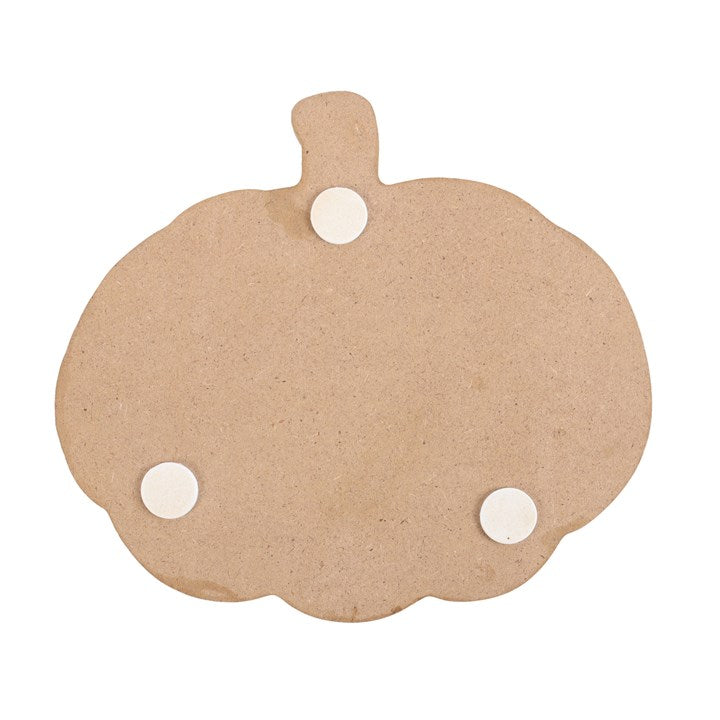 A set of wooden coasters with a pumpkin shape from underneath 