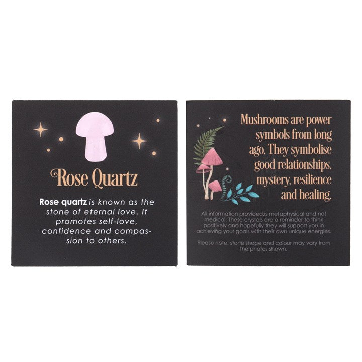 Rose quartz crystal information card