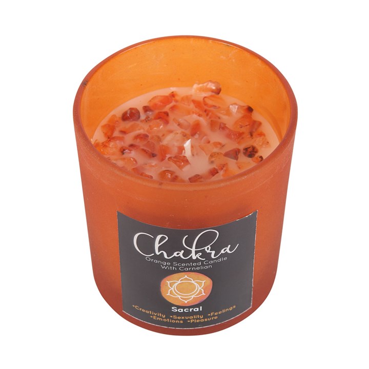 Orange Sacral Chakra Crystal Chip Candle