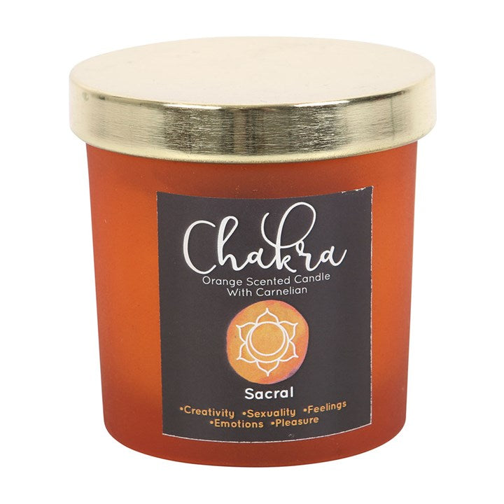 Orange Sacral Chakra Crystal Chip Candle