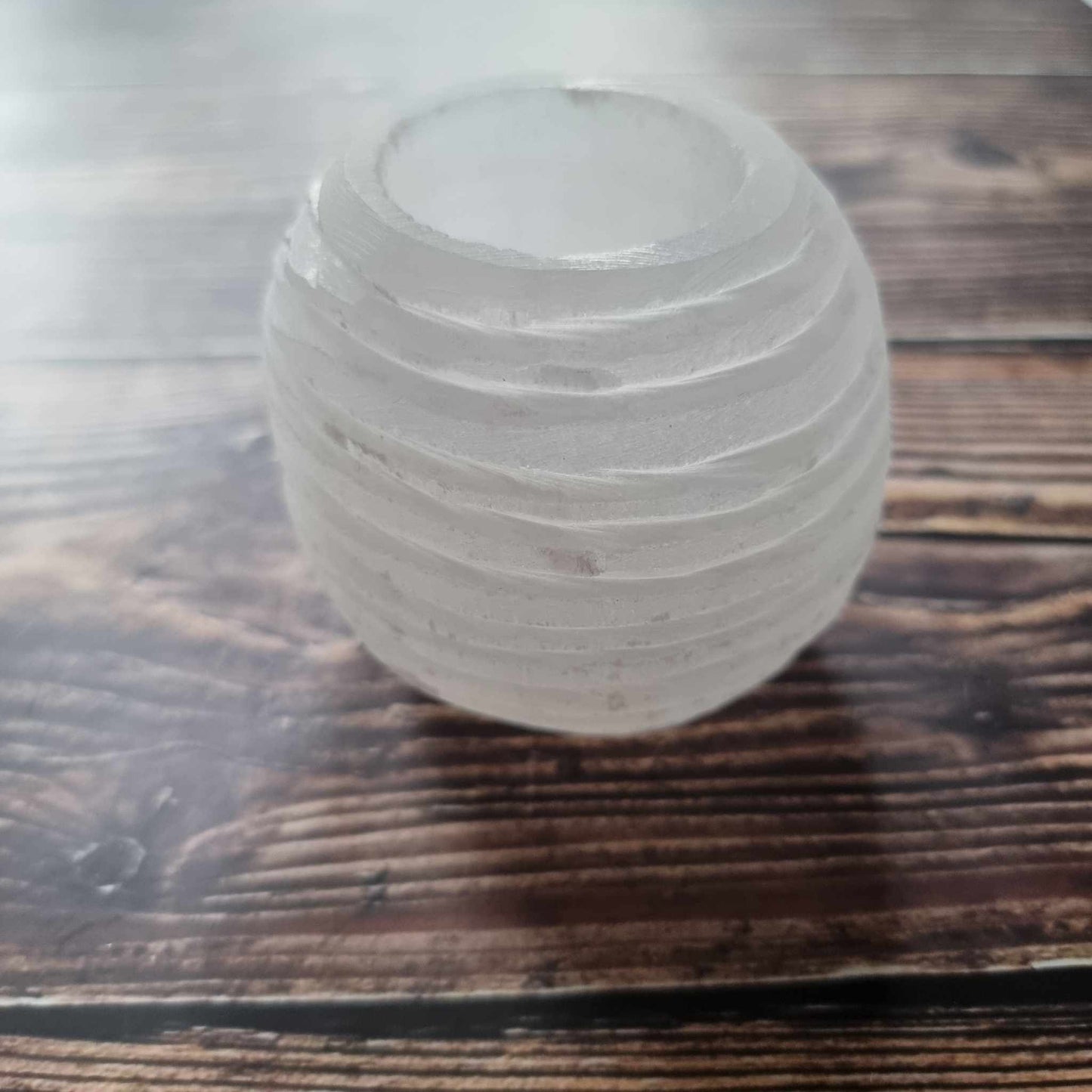 Selenite Snowball Candle Holder