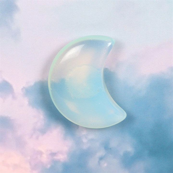 Close up of a crescent moon crystal.