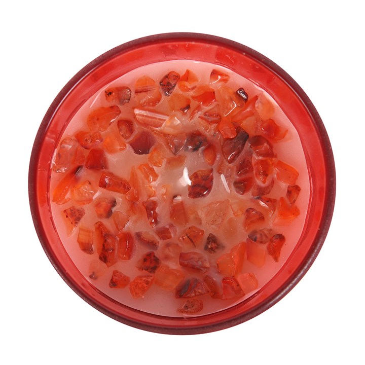 Strawberry Root Chakra Crystal Chip Candle