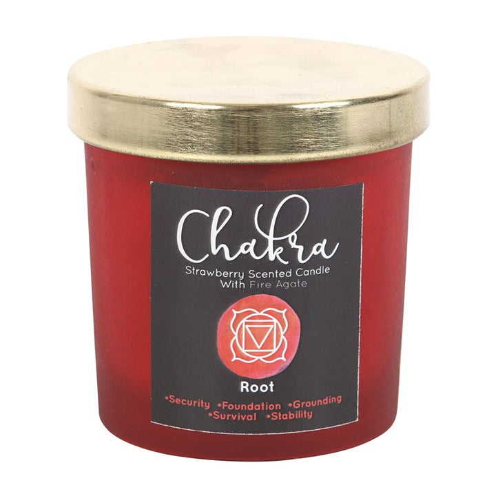 Strawberry Root Chakra Crystal Chip Candle