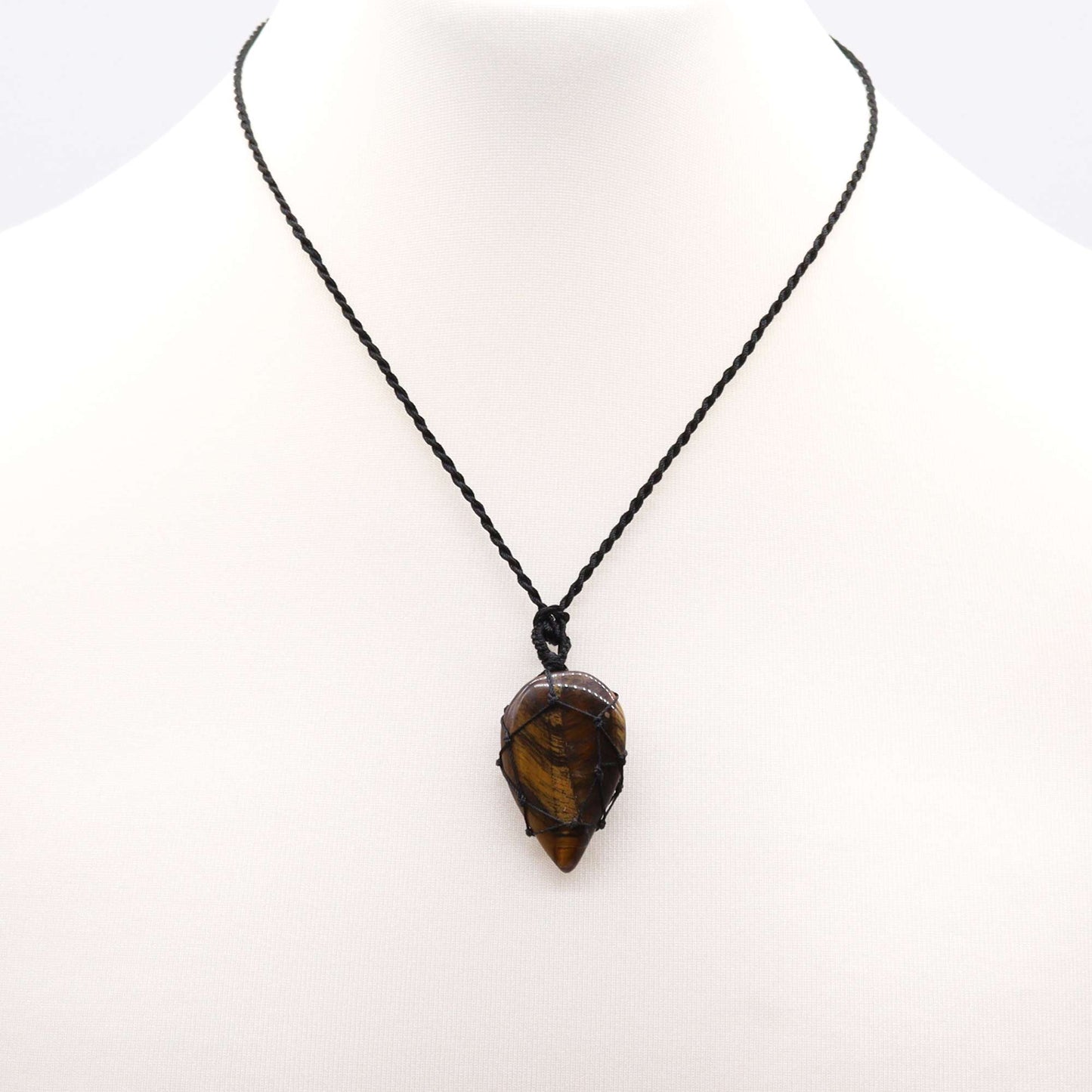 Laced Gemstone Teardrop Pendant - Tiger's Eye