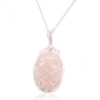 Swirl Wrapped Rose Quartz Necklace