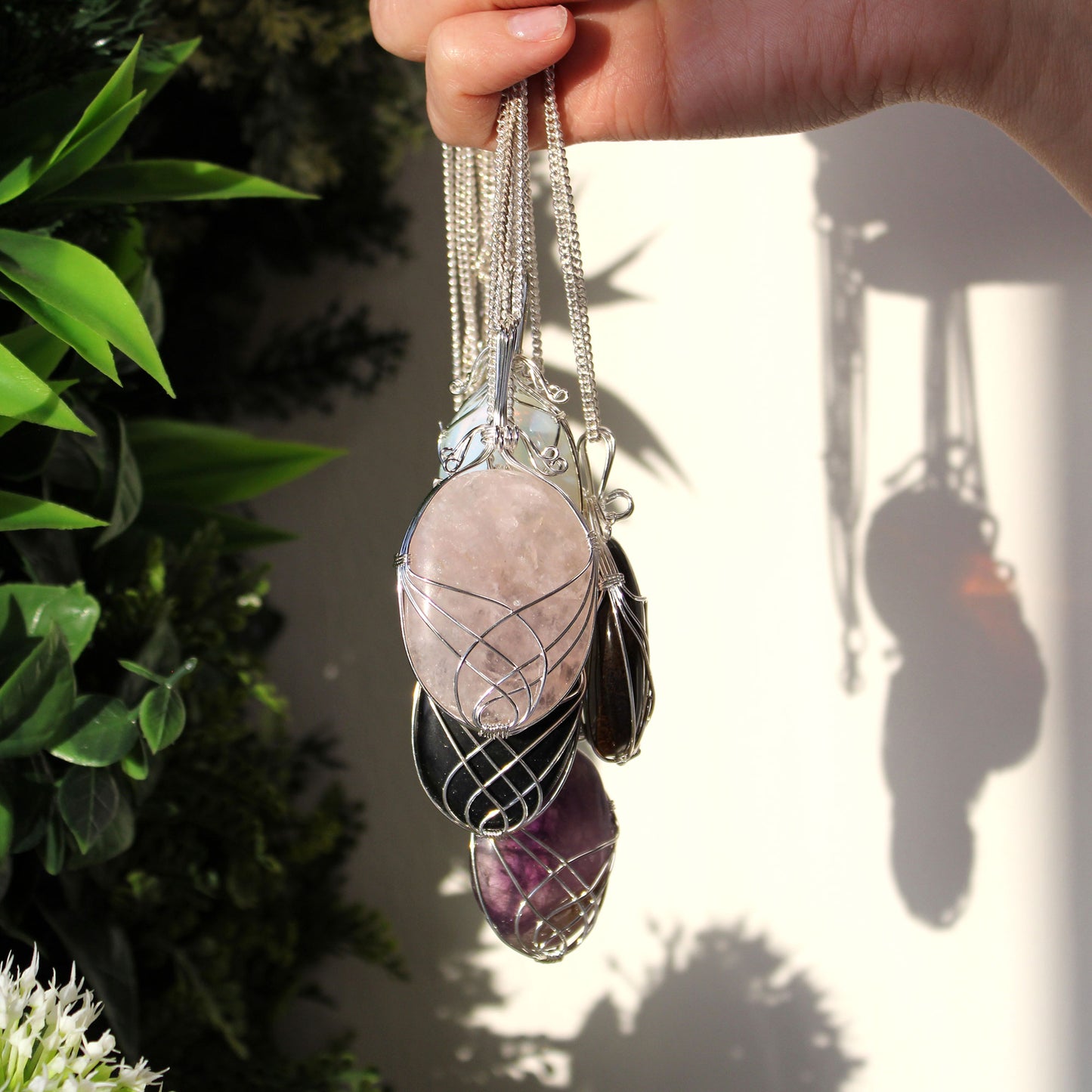 Swirl Wrapped Rose Quartz Necklace