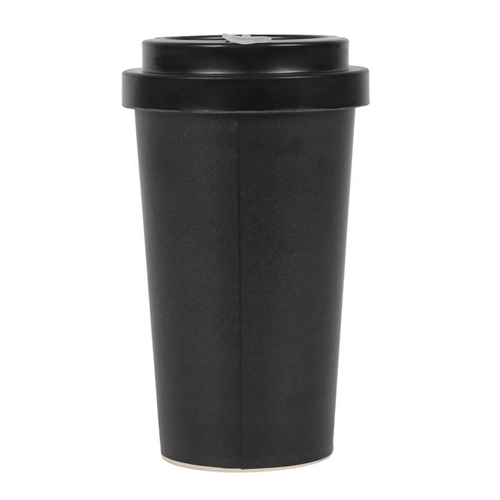 A black bamboo eco travel mug and lid 
