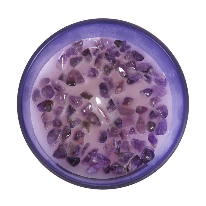 Amethyst and Lavender Third Eye Chakra Crystal Chip Candle