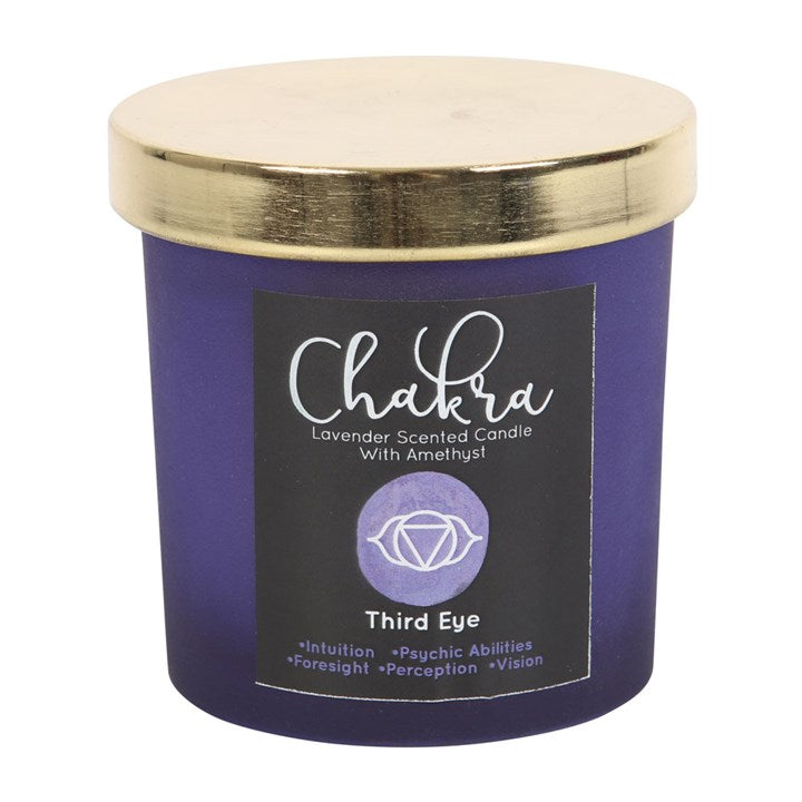 Amethyst and Lavender Third Eye Chakra Crystal Chip Candle