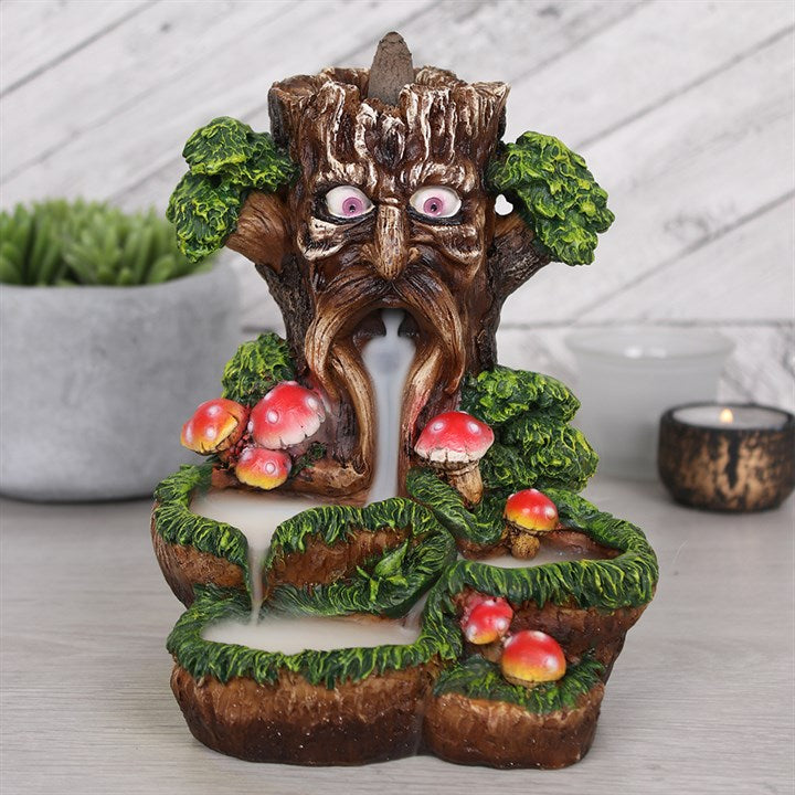 Tree Man Backflow Incense Burner with Toadstools