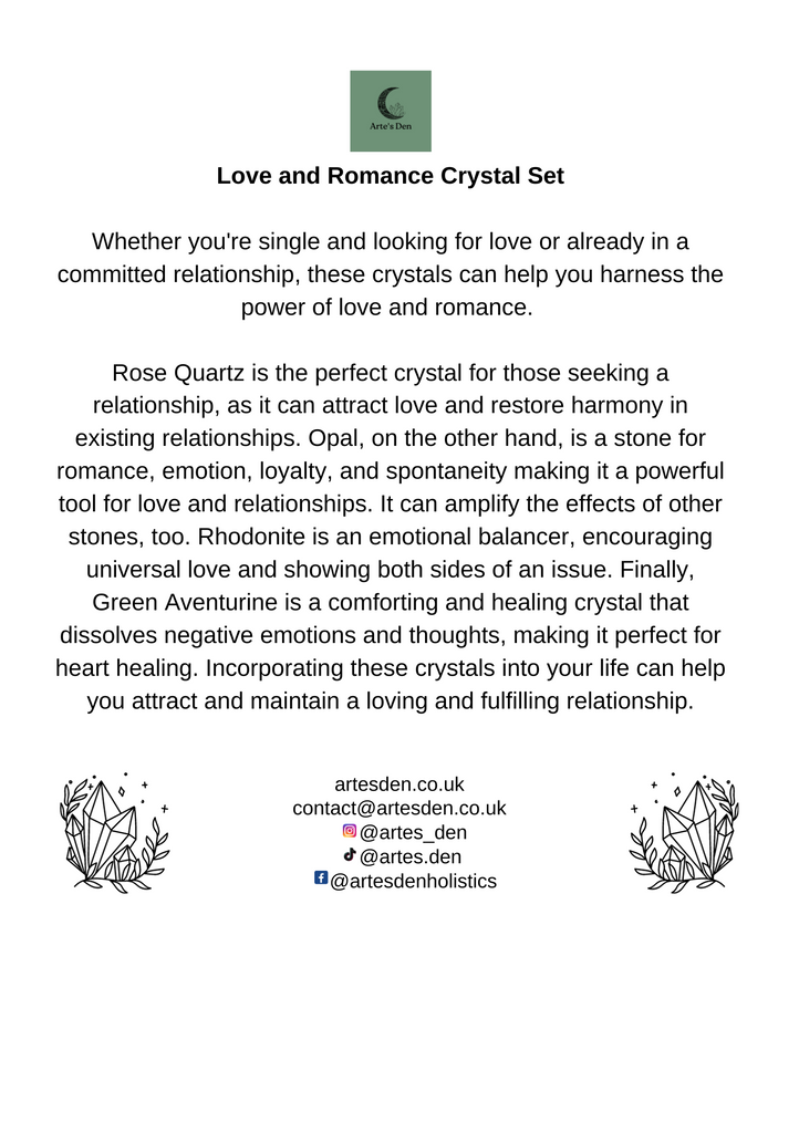 A "Love and Romance Crystal Set" explanation sheet