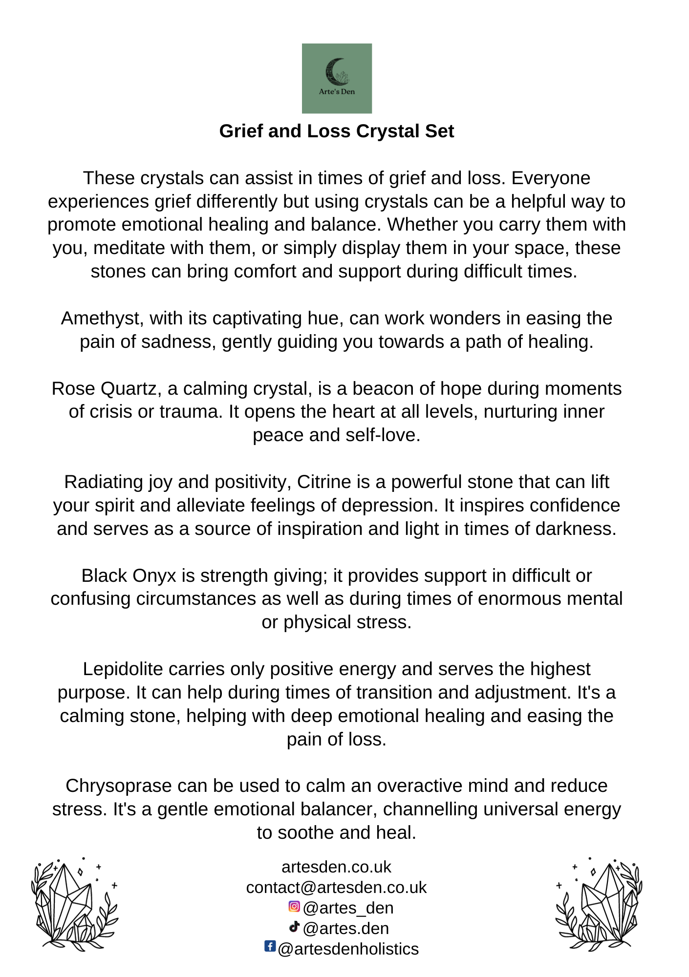 Grief and Loss Crystal Set