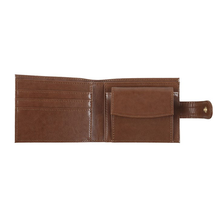 Brown leather wallet on a white background