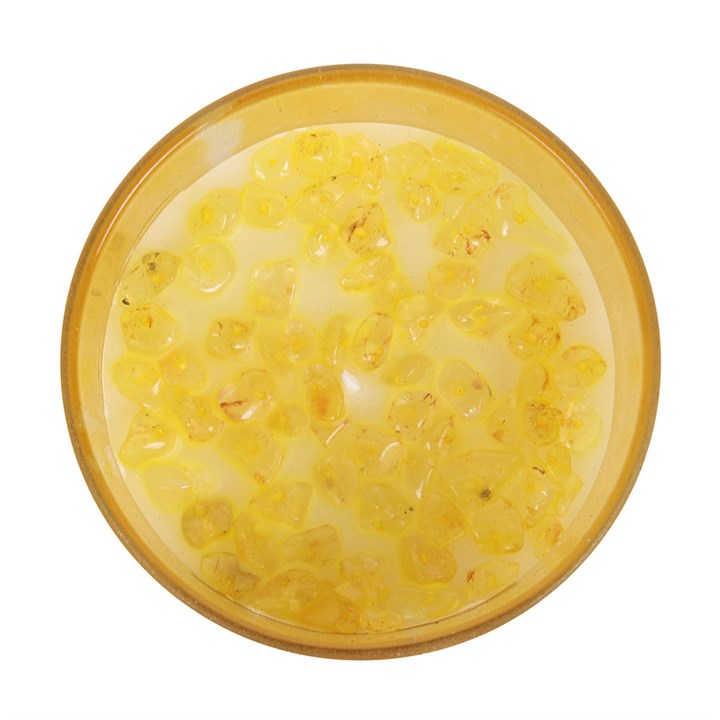 Lemon Solar Plexus Chakra Yellow Jade Crystal Chip Candle