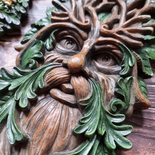 Long Green Man Wall Plaque