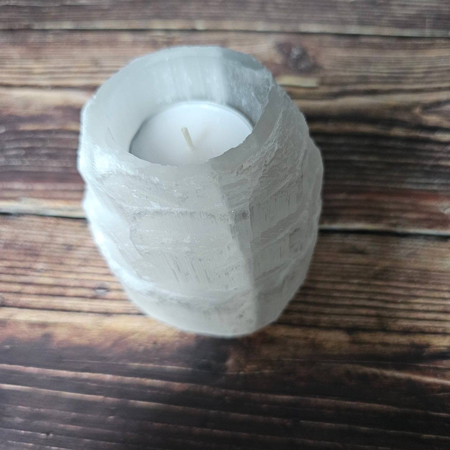 Selenite Mountain Candle Holder