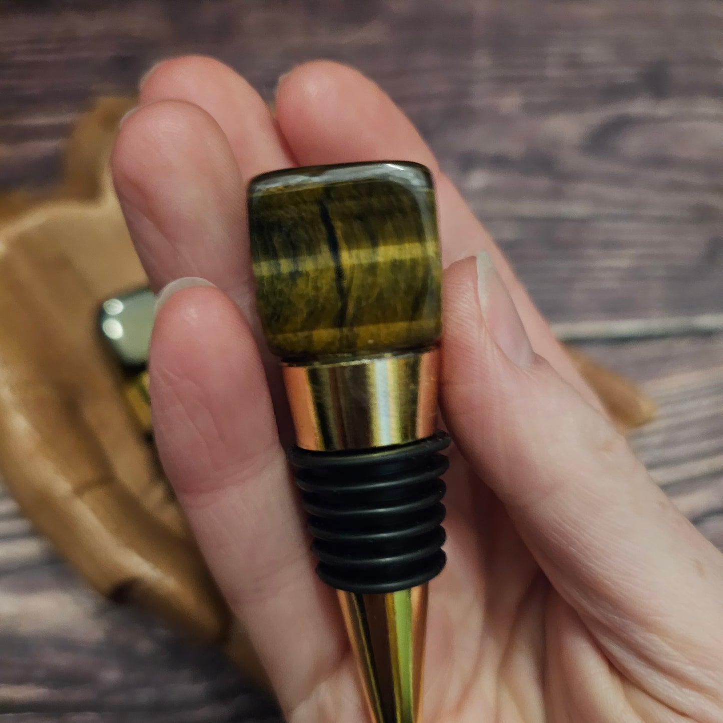 Tiger's Eye Wine Bottle Stopper